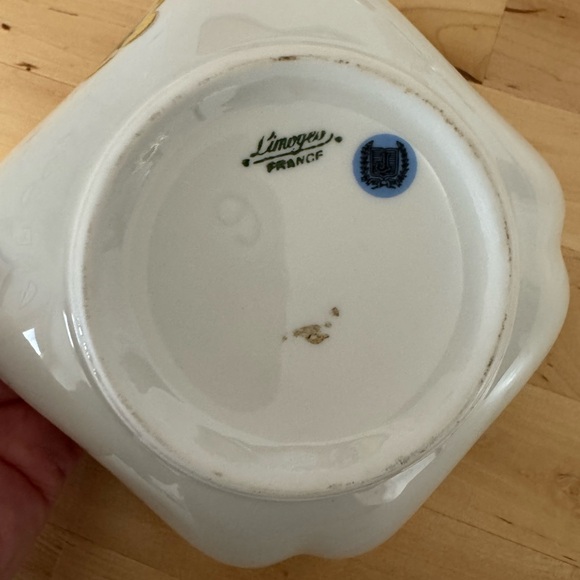 Limoges France Square Bowl Purple Violets & Butterflies. - Picture 2 of 6